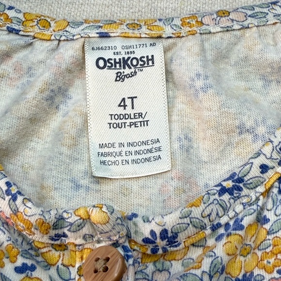 Oshkosh Girls Floral Top - Yellow and Blue - Size 4T - Picture 4 of 11